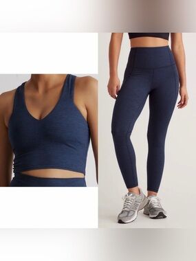 Quince Navy Blue Ultra-Soft High-Rise Leggings AND Top READ LISTING